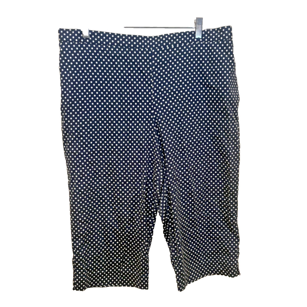 ALFRED DUNNER Polka Dot Dress Pants Black White ELASTIC WAIST Women's 16